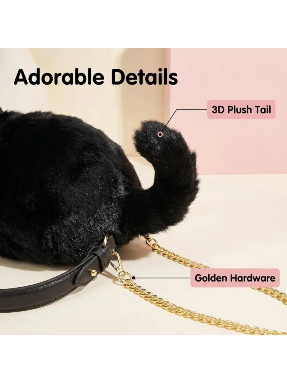 Chic Cat-Shaped Crossbody Handbag | Realistic Puffy Plush Purse for Women